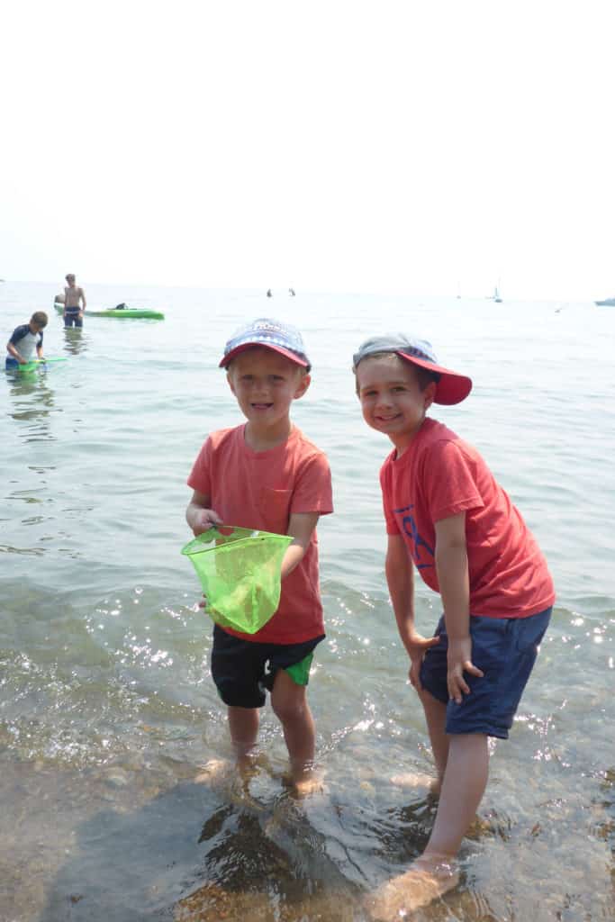 elementary students at the beach