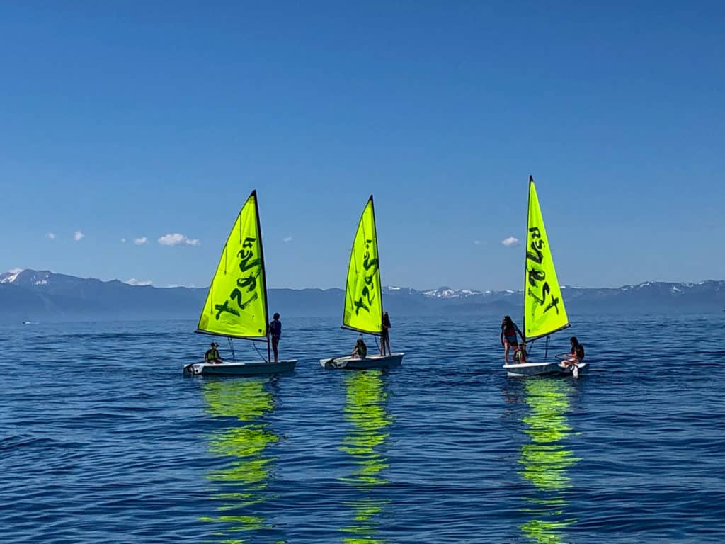 sailboats on a lake