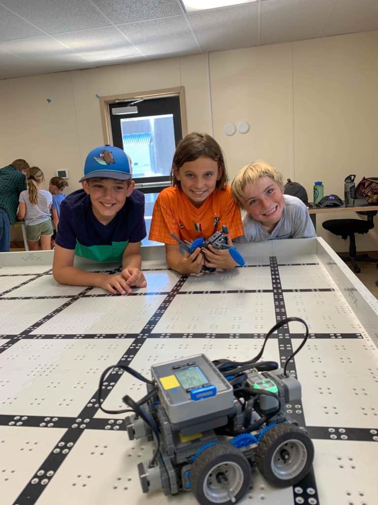 robotics students testing their robot